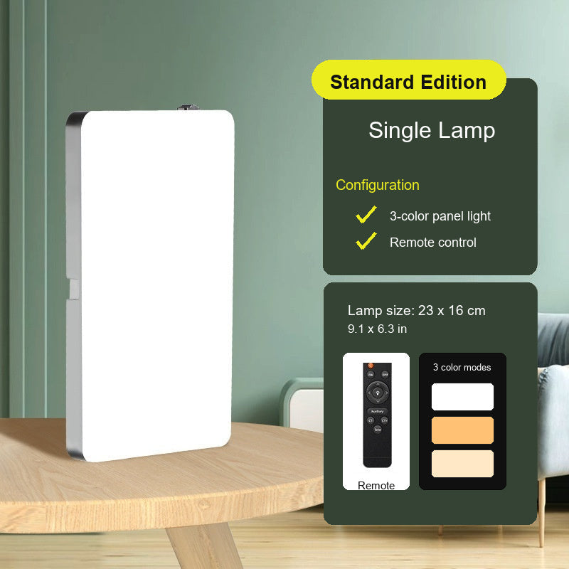 9.1 x 6.3 in light panel with remote and three color modes