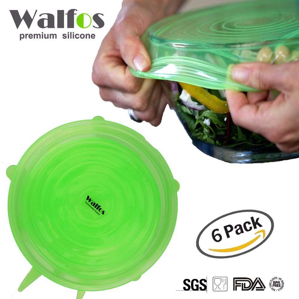 WALFOS Silicone Stretch Lids (6-Pack of Various Sizes)