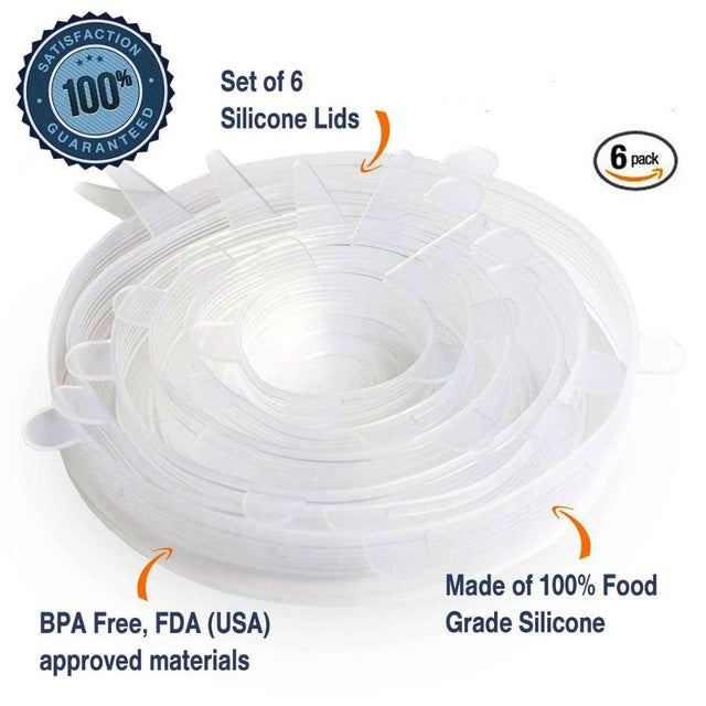 Set of 6 Silicone Stretch Lids