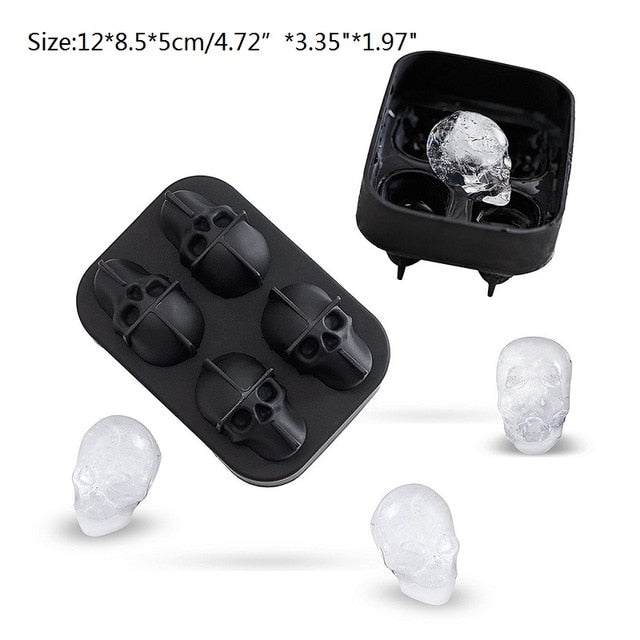 Heytea 3d Skull Ice Mold Tray, Ice Molds Silicone Skull Ice Cube
