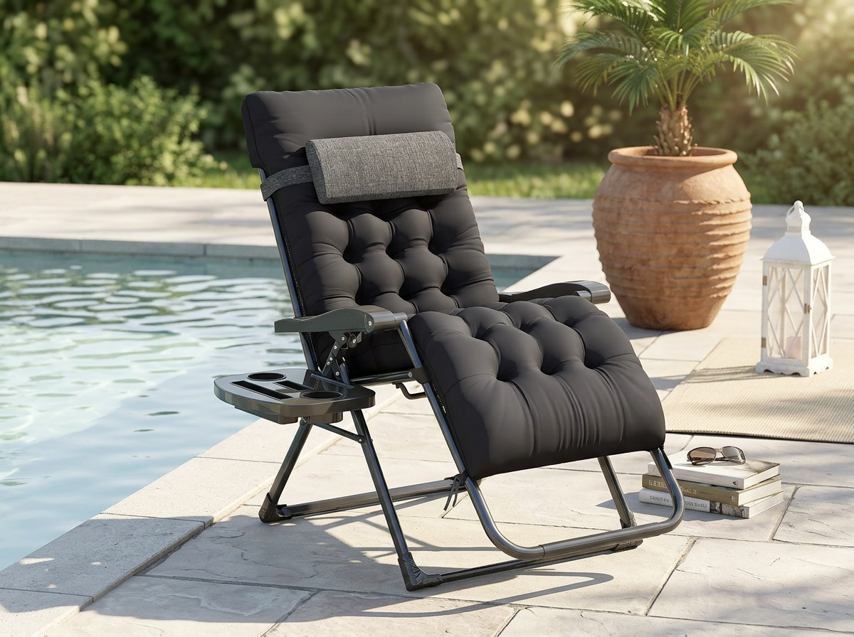 Folding Zero Gravity Recliner Chair in use