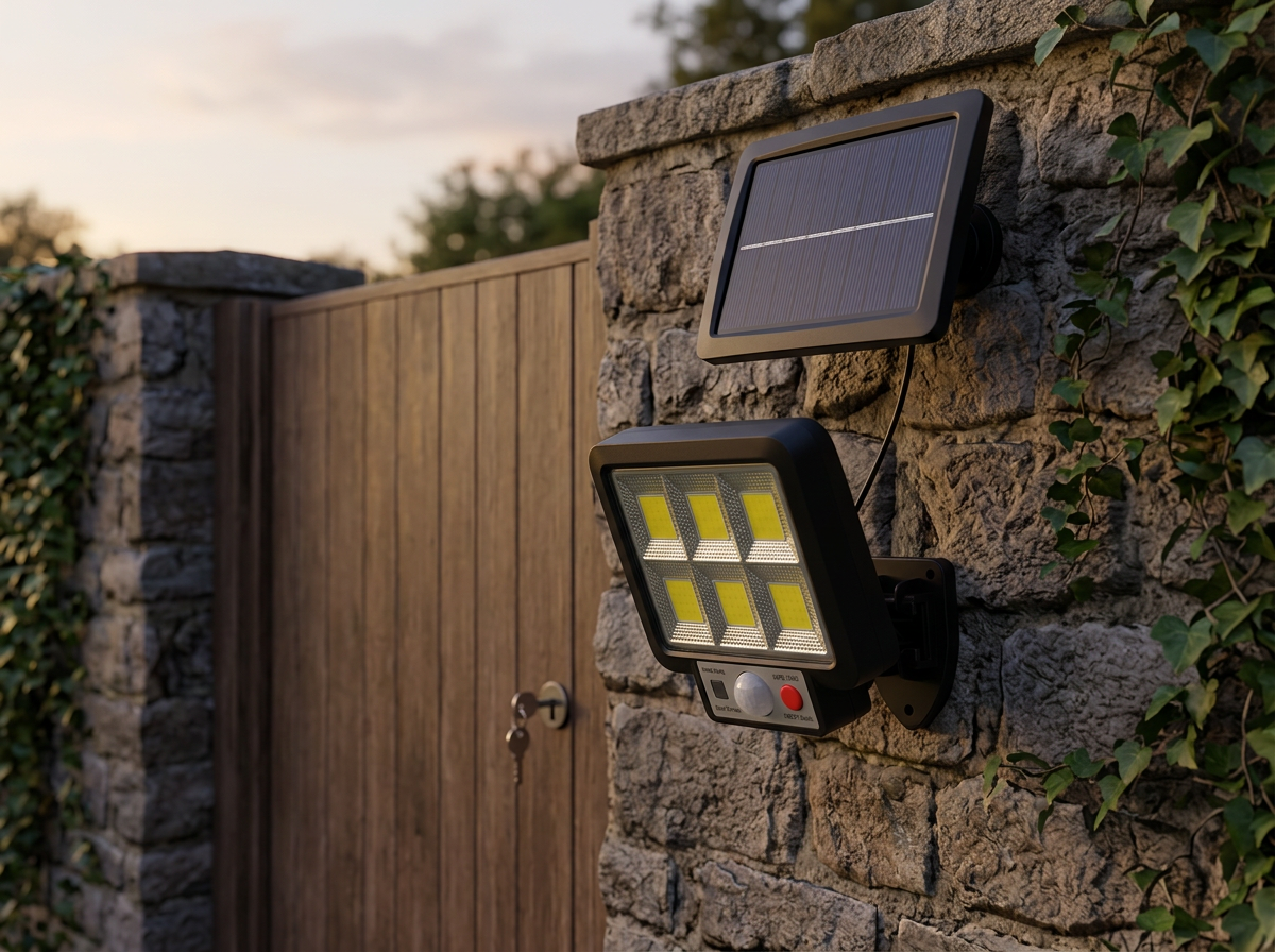 Motion Sensor Solar Wall Light in use