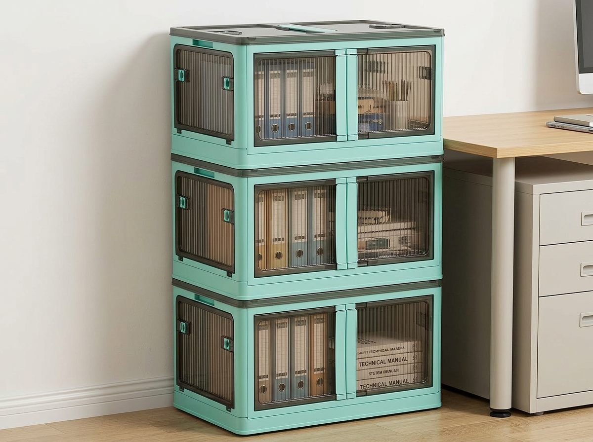 Foldable storage bins used for home organization