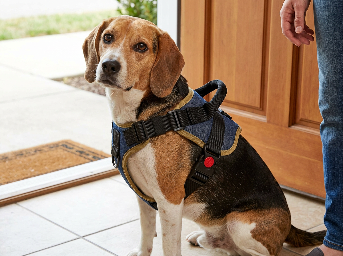 Adjustable No-Pull Dog Harness in use