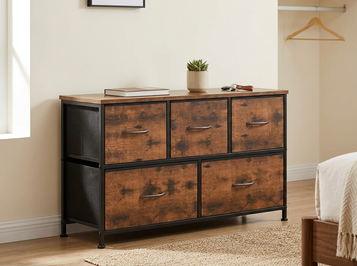 5-Drawer Fabric Storage Dresser in use